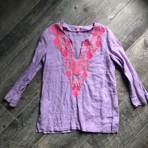 Lilly Pulitzer lavender purple pink linen tunic s